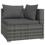 5 Piece Garden Lounge Set with Cushions Poly Rattan Grey - Top-Down View