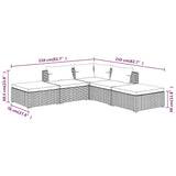 5 Piece Garden Lounge Set with Cushions Poly Rattan Grey - Rear View