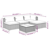 5 Piece Garden Lounge Set with Cushions Poly Rattan Black - Close-Up Angle