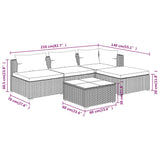 5 Piece Garden Lounge Set with Cushions Poly Rattan Brown - Close-Up Angle