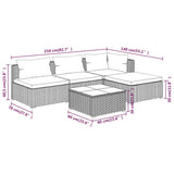 5 Piece Garden Lounge Set with Cushions Poly Rattan Brown - Close-Up Angle