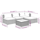 5 Piece Garden Lounge Set with Cushions Poly Rattan Grey - Close-Up Angle