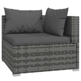 5 Piece Garden Lounge Set with Cushions Poly Rattan Grey - Top-Down View