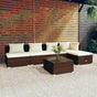 6 Piece Garden Lounge Set with Cushions Poly Rattan Brown