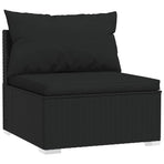 4 Piece Garden Lounge Set with Cushions Poly Rattan Black