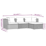 4 Piece Garden Lounge Set with Cushions Poly Rattan Grey - Rear View