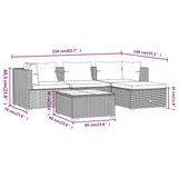 5 Piece Garden Lounge Set with Cushions Poly Rattan Grey - Close-Up Angle