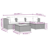 5 Piece Garden Lounge Set with Cushions Poly Rattan Grey