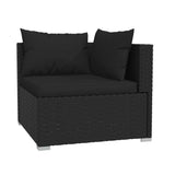 5 Piece Garden Lounge Set with Cushions Poly Rattan Black - Side View