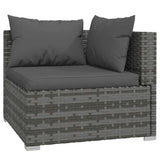 5 Piece Garden Lounge Set with Cushions Poly Rattan Grey - Side View