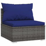 5 Piece Garden Lounge Set with Cushions Poly Rattan Grey - Top-Down View
