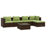 6 Piece Garden Lounge Set with Cushions Poly Rattan Brown