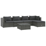 6 Piece Garden Lounge Set with Cushions Poly Rattan Grey