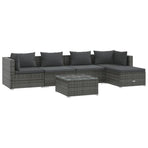 6 Piece Garden Lounge Set with Cushions Poly Rattan Grey