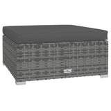 6 Piece Garden Lounge Set with Cushions Poly Rattan Grey - 45-Degree Angle