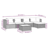 6 Piece Garden Lounge Set with Cushions Poly Rattan Grey - Close-Up Angle