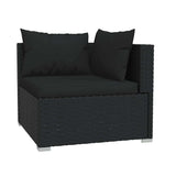 4 Piece Garden Lounge Set with Cushions Poly Rattan Black - Side View