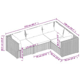 4 Piece Garden Lounge Set with Cushions Poly Rattan Black - 45-Degree Angle