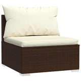4 Piece Garden Lounge Set with Cushions Poly Rattan Brown - Top-Down View