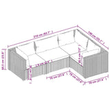 4 Piece Garden Lounge Set with Cushions Poly Rattan Grey - 45-Degree Angle