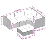 5 Piece Garden Lounge Set with Cushions Poly Rattan Black - Rear View