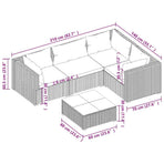 5 Piece Garden Lounge Set with Cushions Poly Rattan Brown