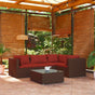 5 Piece Garden Lounge Set with Cushions Poly Rattan Brown