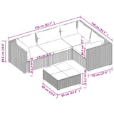 5 Piece Garden Lounge Set with Cushions Poly Rattan Grey
