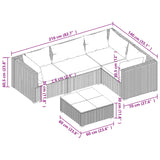 5 Piece Garden Lounge Set with Cushions Poly Rattan Grey - Rear View