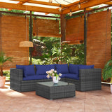 5 Piece Garden Lounge Set with Cushions Poly Rattan Grey