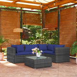 5 Piece Garden Lounge Set with Cushions Poly Rattan Grey