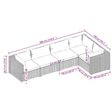 5 Piece Garden Lounge Set with Cushions Poly Rattan Black - 45-Degree Angle