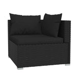 5 Piece Garden Lounge Set with Cushions Poly Rattan Black - Top-Down View