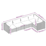 5 Piece Garden Lounge Set with Cushions Poly Rattan Grey - 45-Degree Angle
