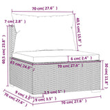 5 Piece Garden Lounge Set with Cushions Poly Rattan Grey - Rear View