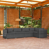 5 Piece Garden Lounge Set with Cushions Poly Rattan Grey