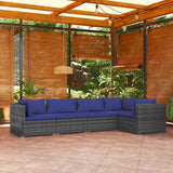 5 Piece Garden Lounge Set with Cushions Poly Rattan Grey
