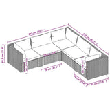 5 Piece Garden Lounge Set with Cushions Poly Rattan Black