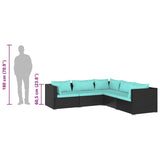 5 Piece Garden Lounge Set with Cushions Poly Rattan Black