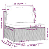 5 Piece Garden Lounge Set with Cushions Poly Rattan Brown - Close-Up Angle