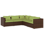 5 Piece Garden Lounge Set with Cushions Poly Rattan Brown