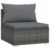 5 Piece Garden Lounge Set with Cushions Poly Rattan Grey - Side View