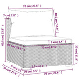 5 Piece Garden Lounge Set with Cushions Poly Rattan Grey - Rear View