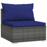 5 Piece Garden Lounge Set with Cushions Poly Rattan Grey - Side View