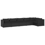 6 Piece Garden Lounge Set with Cushions Poly Rattan Black