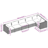 6 Piece Garden Lounge Set with Cushions Poly Rattan Brown - 45-Degree Angle