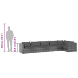 6 Piece Garden Lounge Set with Cushions Poly Rattan Grey - Low Angle