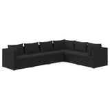 6 Piece Garden Lounge Set with Cushions Poly Rattan Black
