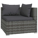6 Piece Garden Lounge Set with Cushions Poly Rattan Grey - Side View