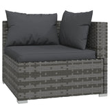 7 Piece Garden Lounge Set with Cushions Poly Rattan Grey - Side View